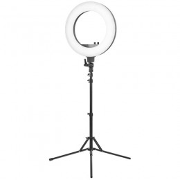 Riņķa lampa gredzenveida selfiju LED gaismas komplekts ar statīvu un telefona turētāju, 48W 18"